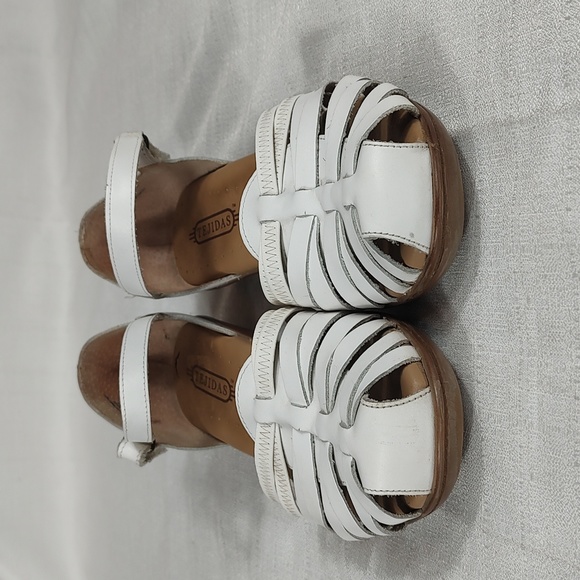 Tejidas White Leather Strappy Summer Sandals Tillis Women Size 10W - Picture 2 of 8